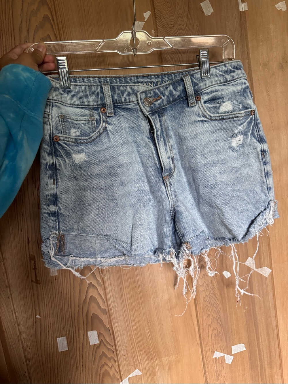 American Eagle Outfitters Light Blue Distressed Denim Shorts